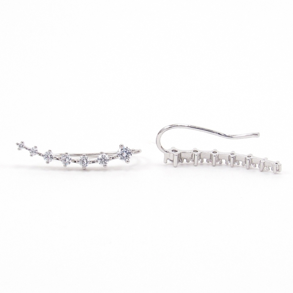 Crystal Ear Climber Earrings Sterling Silver Line